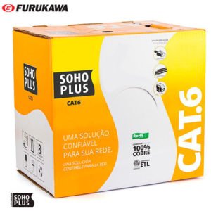 o Cabo cat6 Furukawa Sohoplus contém 305 metros Azul  além disso conta com fios produzidos com 4 pares trançados, acima de tudo compostos de o condutores sólidos de cobre nu. Excelente por proporcionar alta performance na questão de passagem de dados e vídeo em longas distâncias, conte com a máxima qualidade nos seus projetos de casa e comércios.