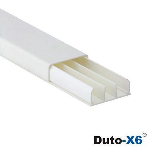 Duto X-6 Slim Com Divisória Canaleta PVC 40 x 16 x 2000 Sem Adesivo Branca