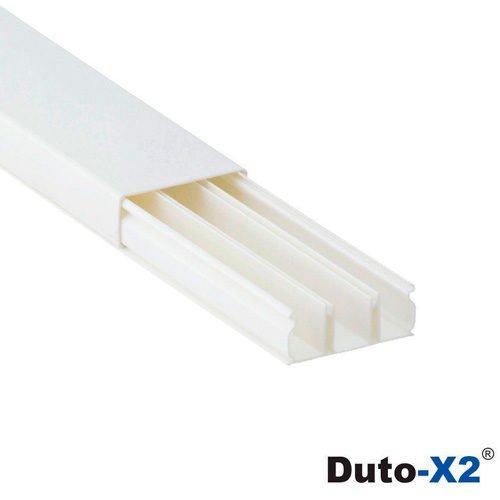 Duto X-2 Slim Com Divisória Canaleta PVC 50 x 20 x 2000 com Adesivo Branca