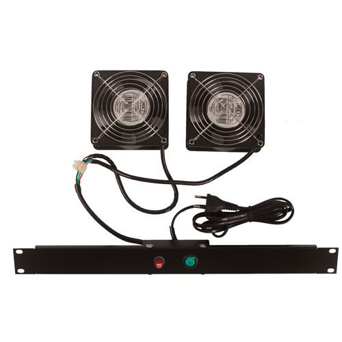 Kit de Ventilação Universal duplo C/ 2 Coolers 12V para Rack Padrão 19 Polegadas