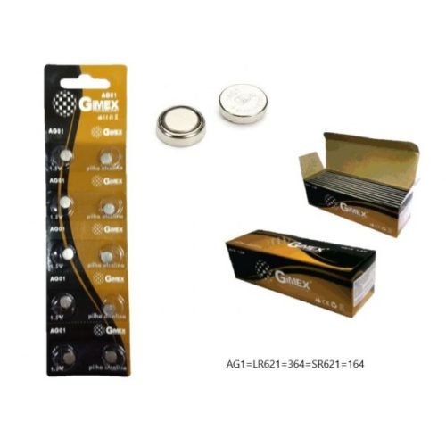 Bateria Botão Alcalina AG01 LR66/377A 1,5V Cartela Com 01 Unid. – Gimex
