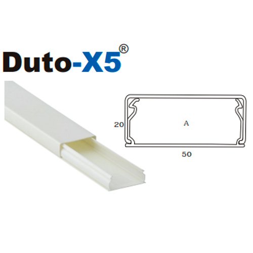 Duto X-5 Slim Sem Divisória Canaleta PVC 50 x 20 x 2000 com Adesivo Branca