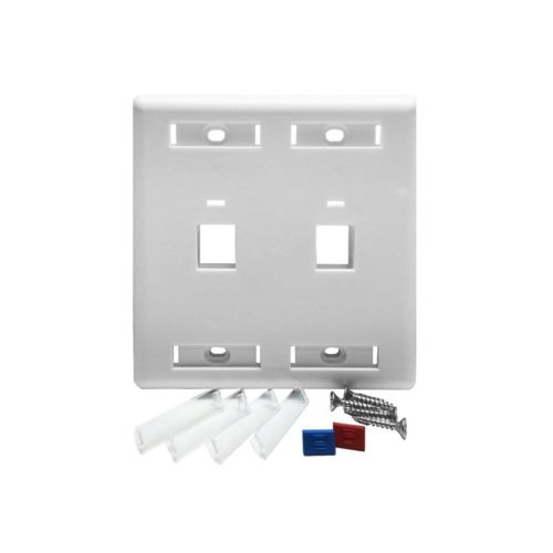 Espelho 4X4″ Com 2 Portas para RJ45 ou RJ11 Branco