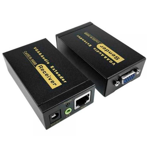 Extensor VGA X Cabo Ethernet RJ45 Até 60Metros Com fonte