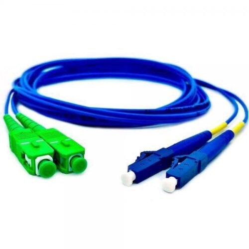 Cordão Óptico Duplex Monomodo LC-PC/SC-APC 9/125µ 2mm 24Mts Azul