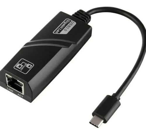 Adaptador Mini USB Type-C Gigabit X Ethernet RJ45 Fêmea