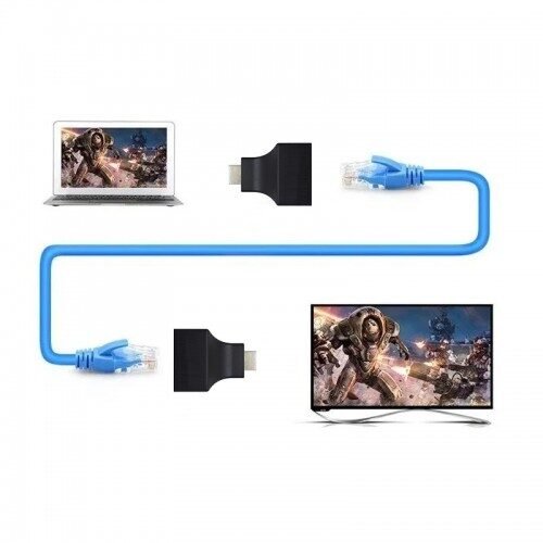 Extensor HDMI 4K/3D x Usa 1 Cabo Ethernet RJ45 Até 30MT Sem Fonte